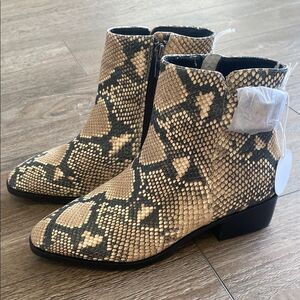 Steven by Steve Madden Snakeskin Print Vegan Faux Leather Waterproof Ankle Boots